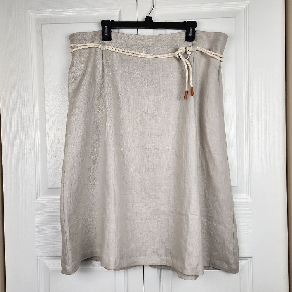 NWT Ulla Popken Linen Midi Skirt Size 18 Beige Natural - Picture 13 of 13